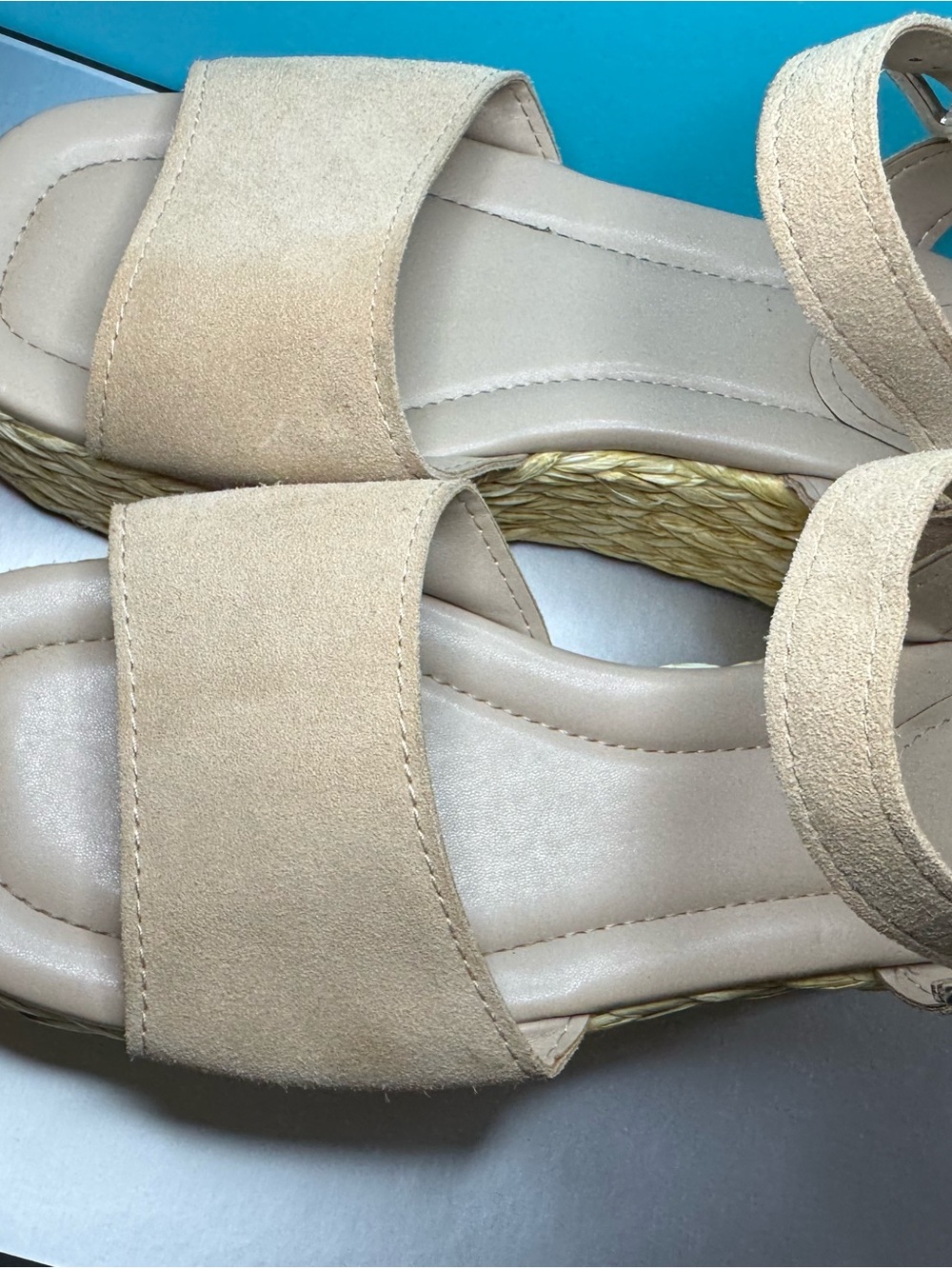 Marc Fisher Nude Suede Espadrille Platform Sandals